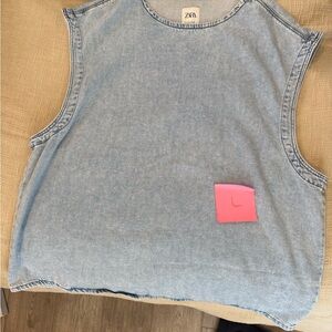 Zara Sleeveless Light Blue Denim Top